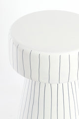 Elegant Round Side Table - White and Black Finish, 29x47 cm