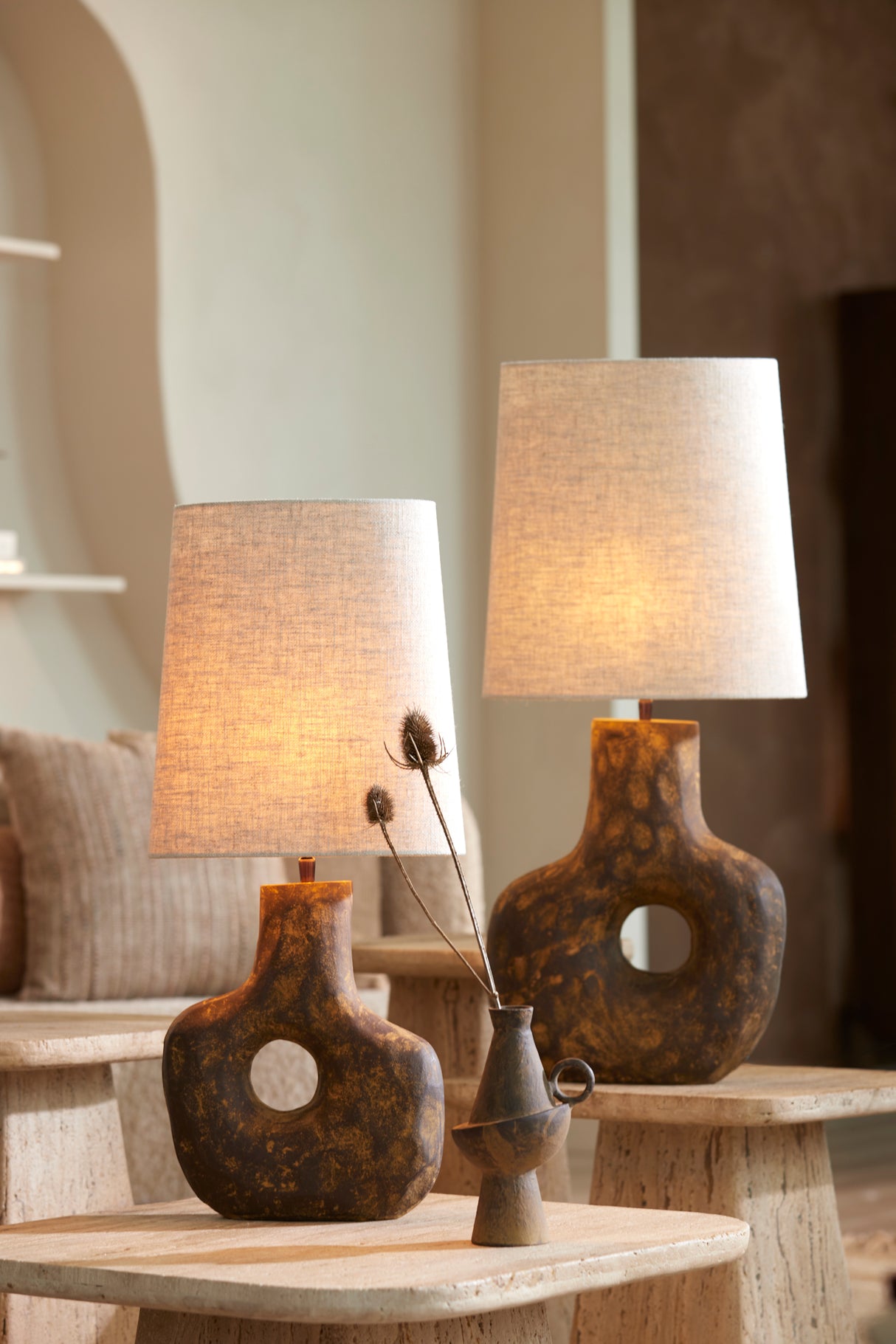 Vintage Brown Tarugi Lamp Stand, 32.5x12x47.5 cm
