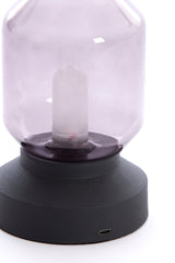 Smoked Glass & Matte Black LED Table Lamp - 11x19 cm Merey Design
