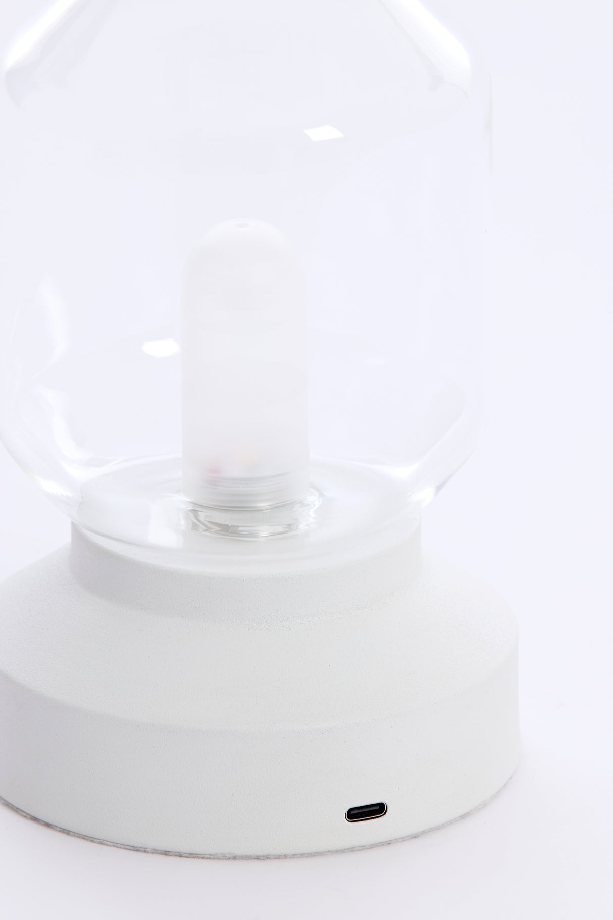 Elegant Merey Clear Glass and Cream LED Table Lamp - Ø11x19 cm