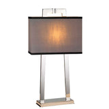 Magro Polished Nickel Table Lamp with Grey Trimmed Shade