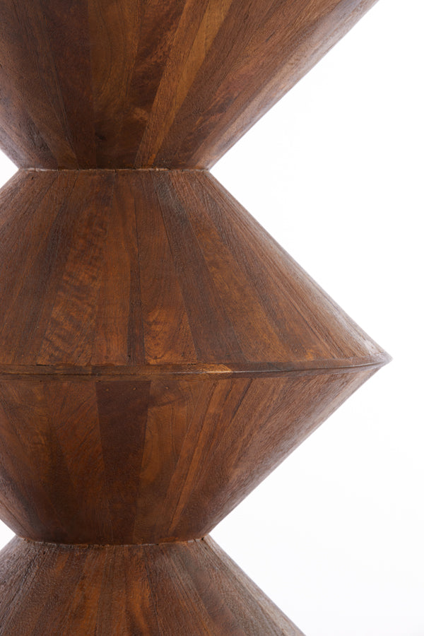 Round Mango Wood Side Table 45x60 cm in Brown Finish