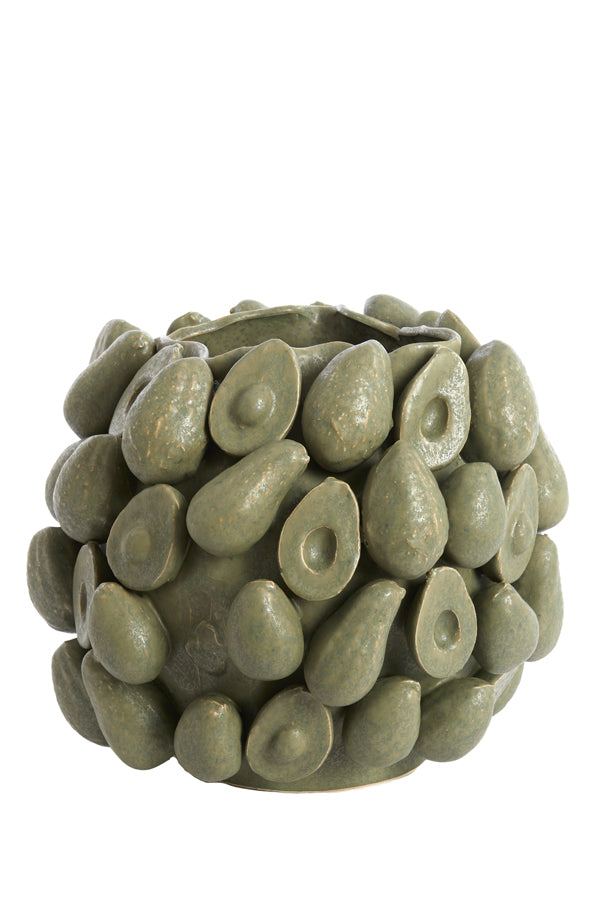 Elegant Olive Green Ceramic Vase - 36x35.5x31.5 cm