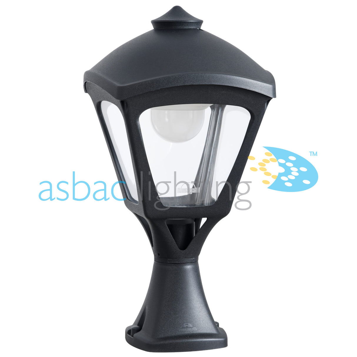 Sergio Maxidisma 30W E27 HighPower LED CCT, Modern Pedestal Lantern, Black/Clear