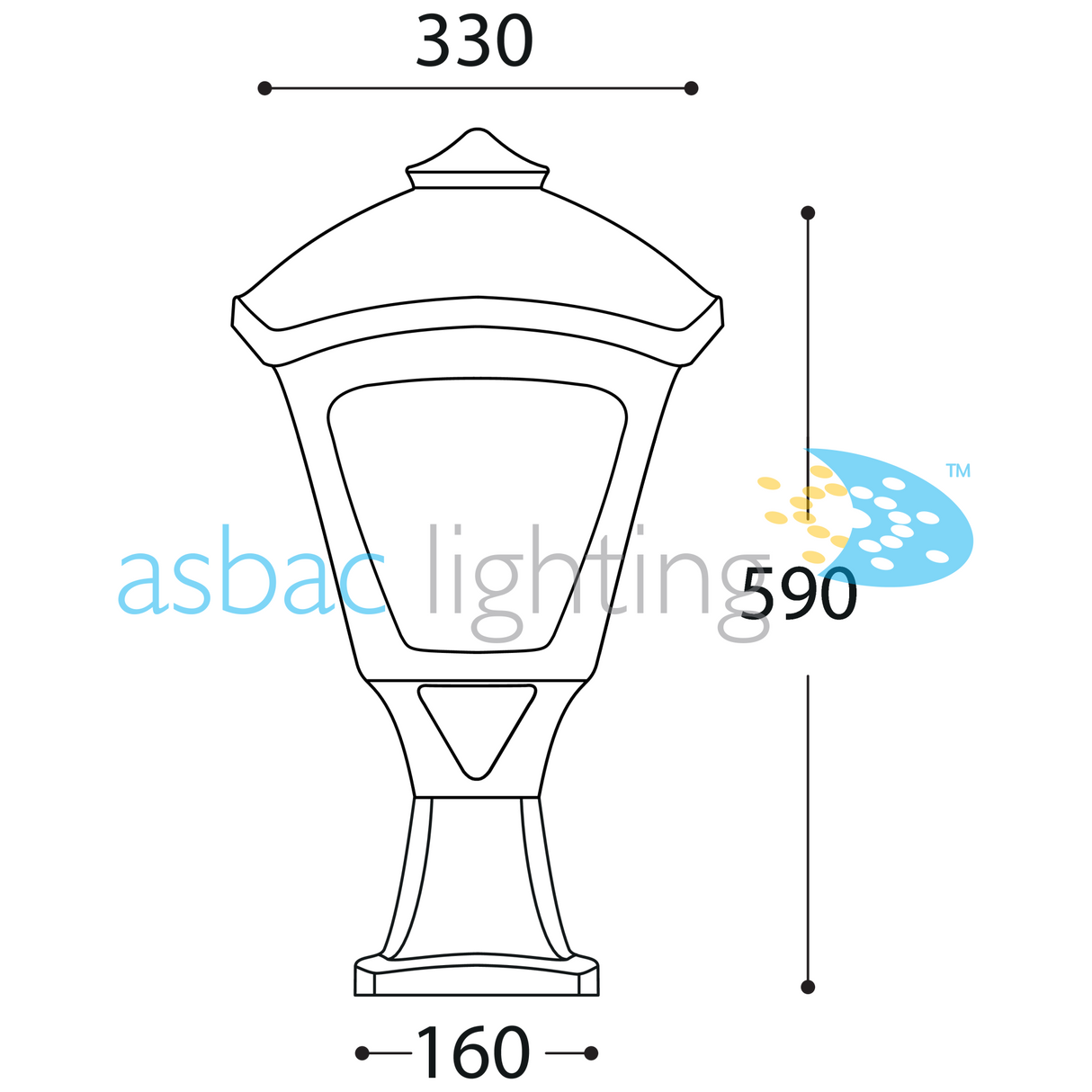Sergio Maxidisma 30W E27 HighPower LED 3000K Assembled, Modern Wall Lantern, Black/Clear