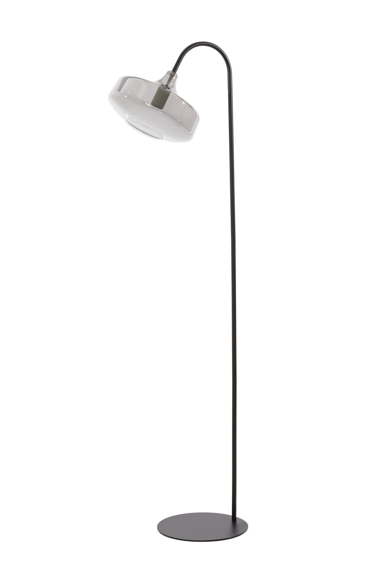 Solna Floor Lamp with Smoked Glass and Matte Black Finish, 45x29.5x160 cm