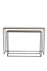 Set of 2 Console Tables in Antique Bronze and Black - Max Dimensions 119.5x30.5x78.5 cm
