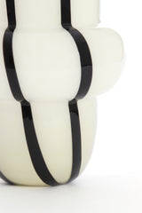 Elegant Cream and Black Glass Vase - Ø20x26 cm