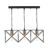 Tri-Light Matte Black and Copper Pendant Bar Lamp