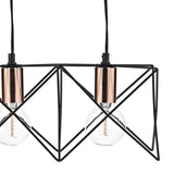 Tri-Light Matte Black and Copper Pendant Bar Lamp