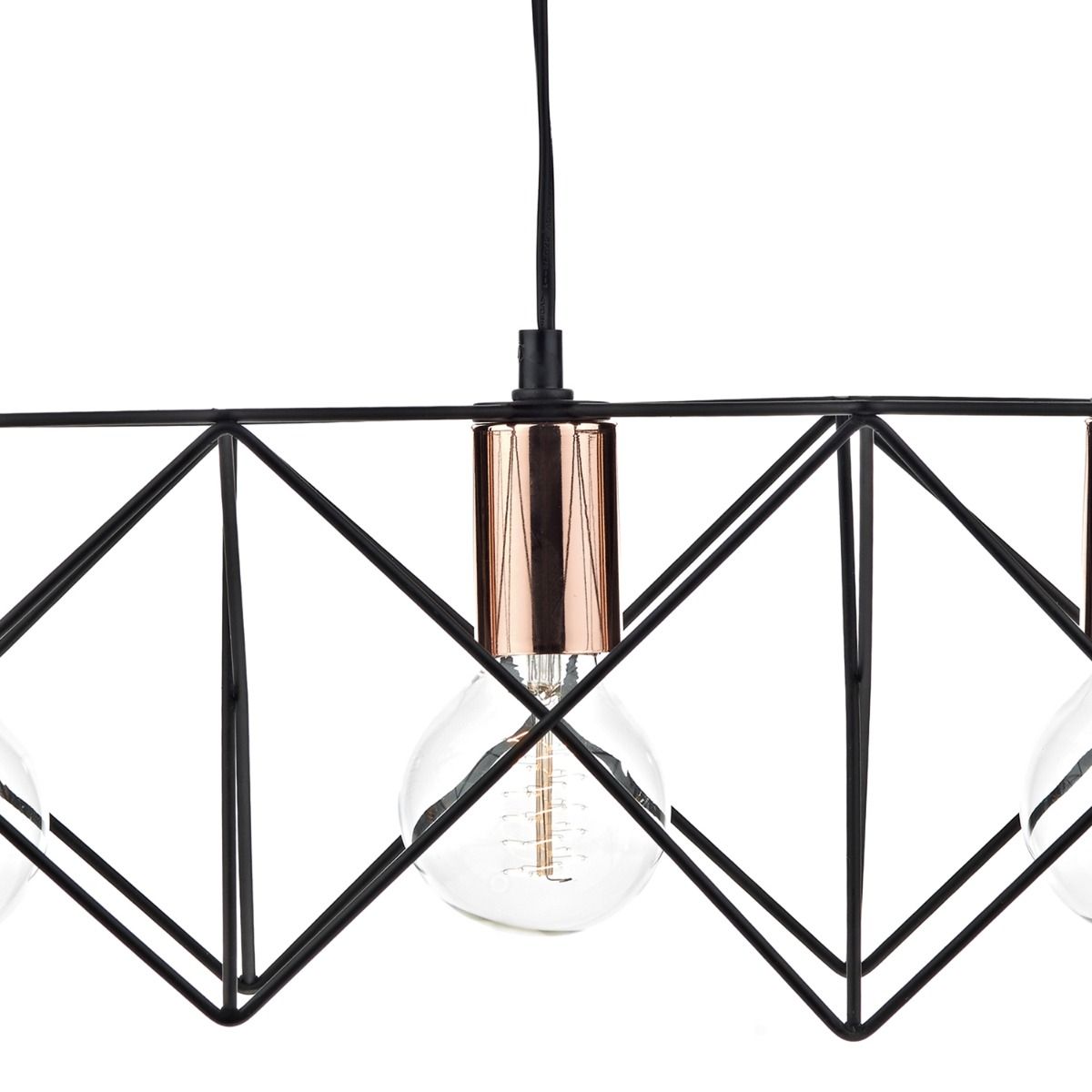 Tri-Light Matte Black and Copper Pendant Bar Lamp