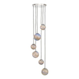 Mikara 6 Light Cluster Pendant Marble Effect Glass & Polished Chrome