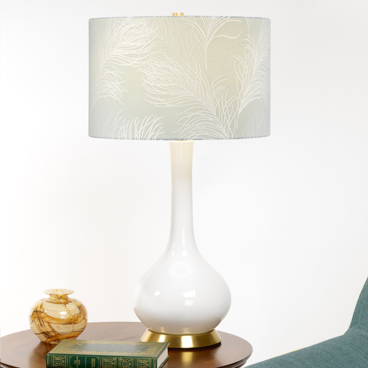 Milo 1 Light Table Lamp Aged Brass, White, Blue