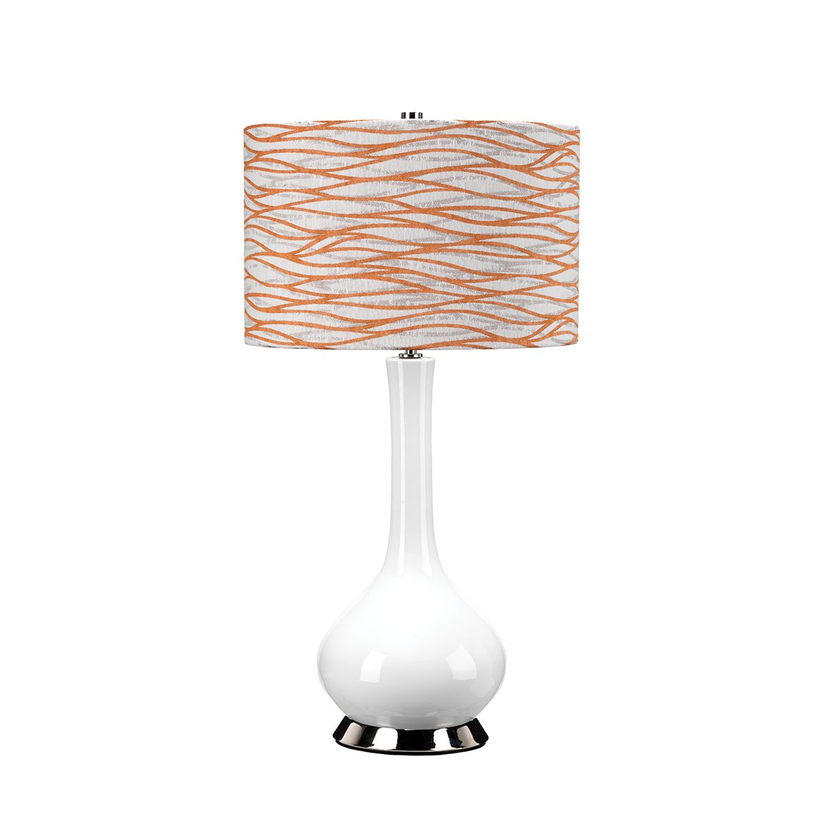 Milo 1 Light Table Lamp Polished Nickel, White, Orange