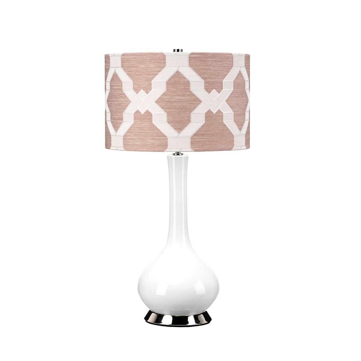 Milo 1 Light Table Lamp Polished Nickel, White, Pink