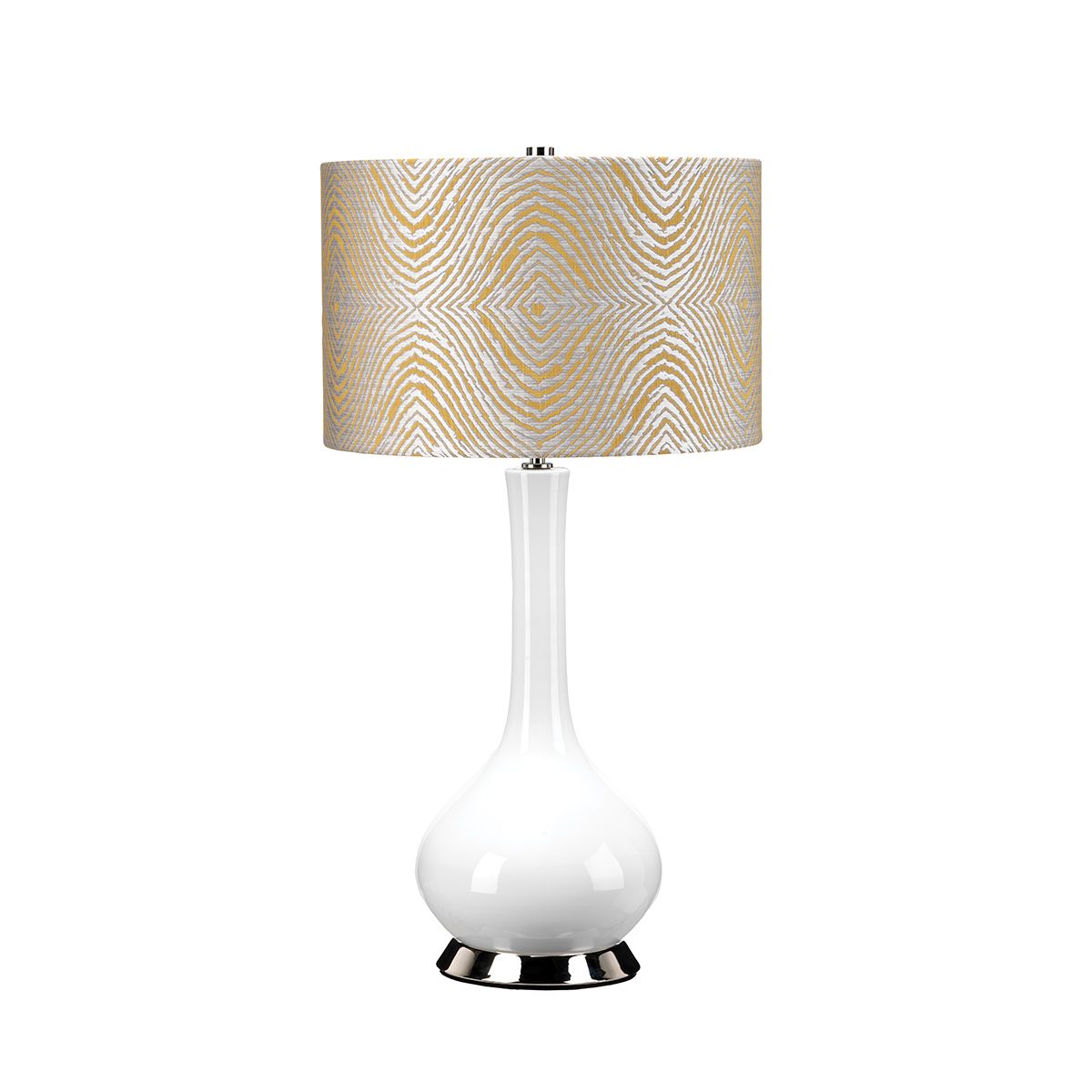 Milo 1 Light Table Lamp Polished Nickel, White, Yellow