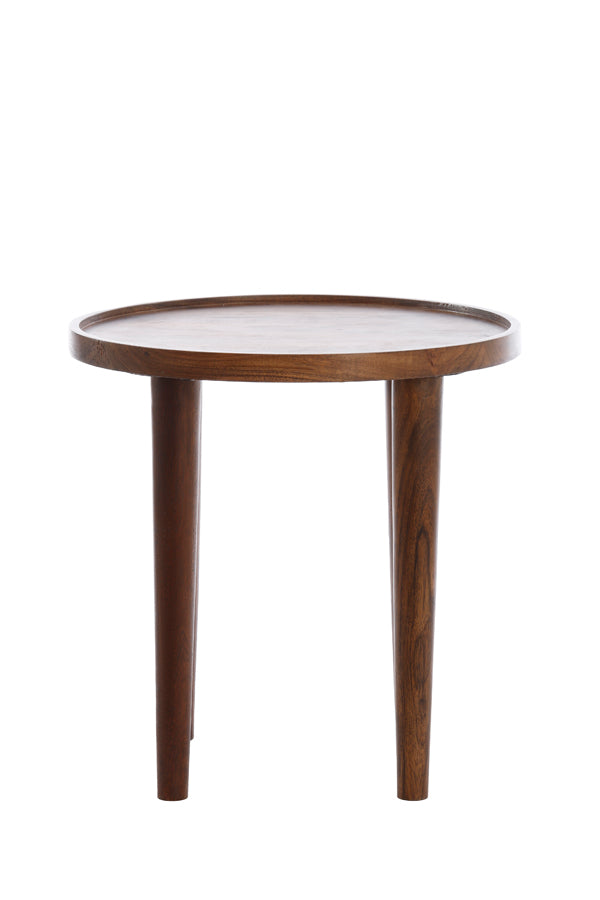 Round Acacia Wood Side Table – 49cm Diameter