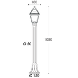 Mary Mizar E27 (No Lamp), Classic Post Lantern, Black/Clear