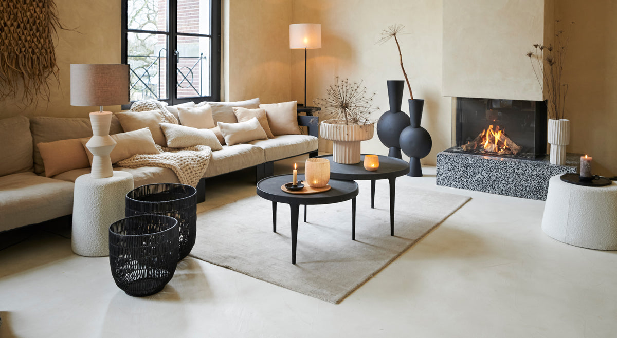 Elegant Tobias Black Nesting Coffee Tables - Set of 2 (Ø64x39 cm & Ø75x44 cm)