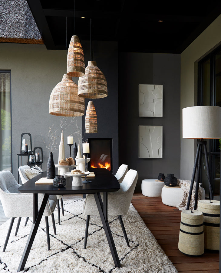 Stylish Tripod Floor Lamp 52x52x122 cm - Ilias Black Wood Finish