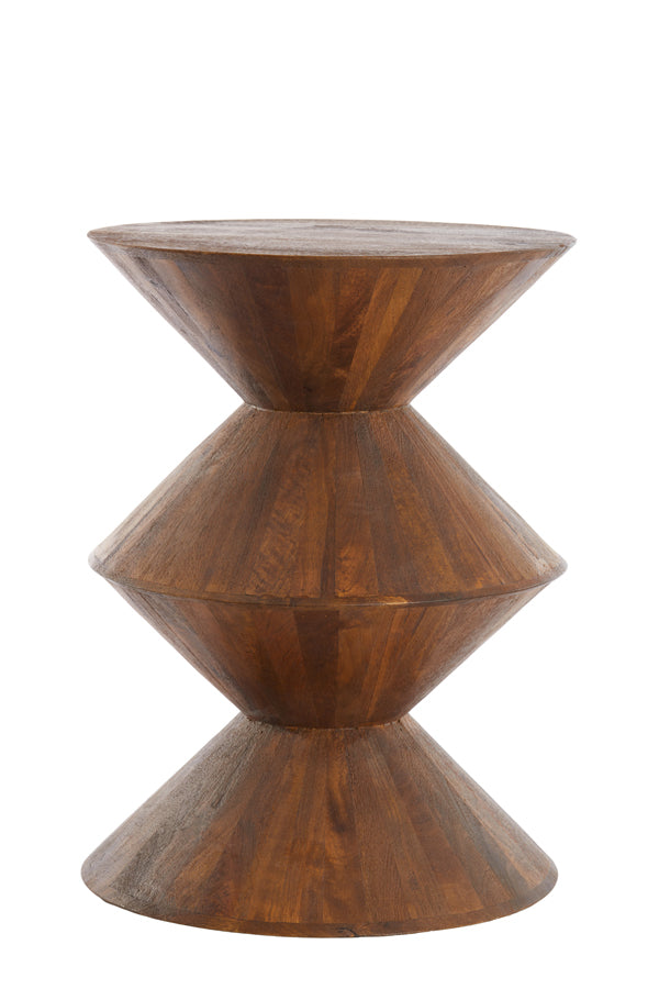 Round Mango Wood Side Table 45x60 cm in Brown Finish