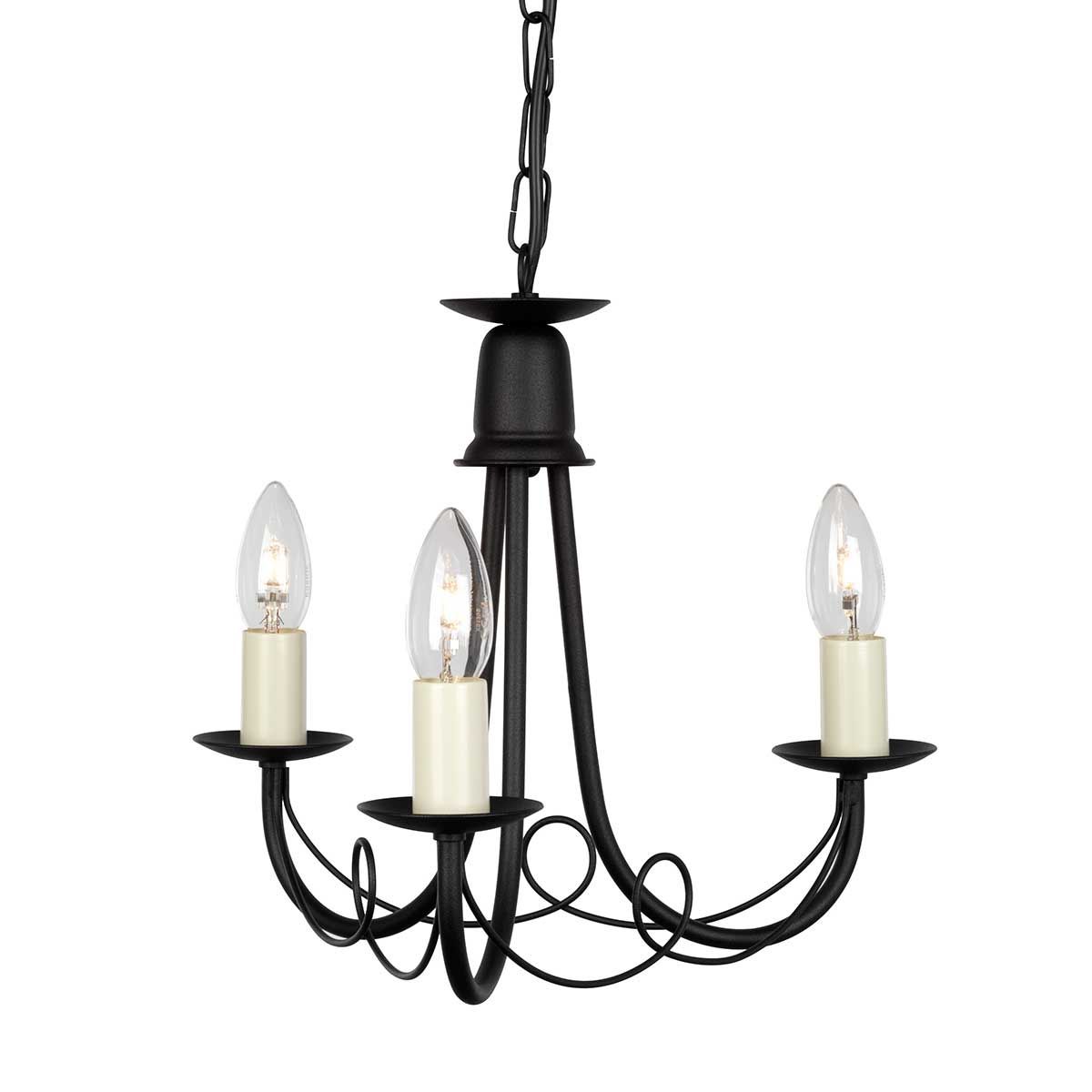 Minster Trio Black Metal Chandelier