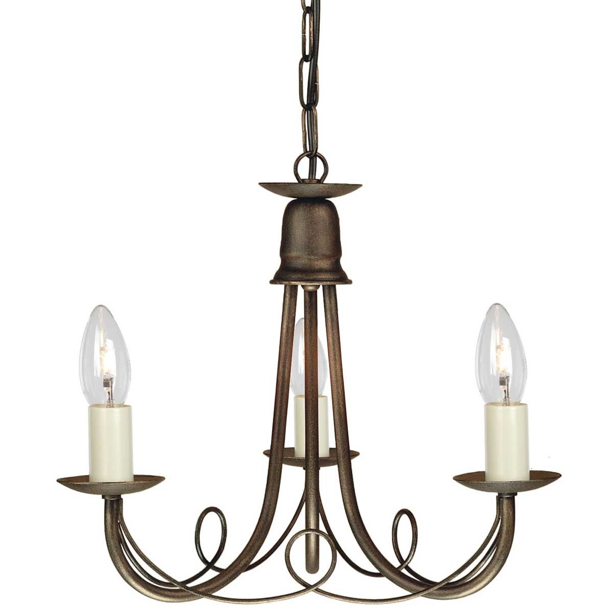 Elegant Black and Gold Minster Tri-Light Chandelier