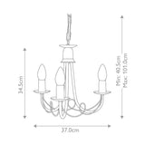 Minster Elegance 3-Light Chandelier in Ivory Gold