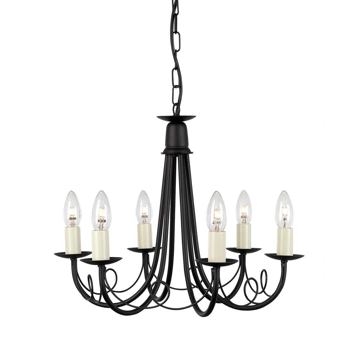 Minster 6-Light Black Metal Chandelier