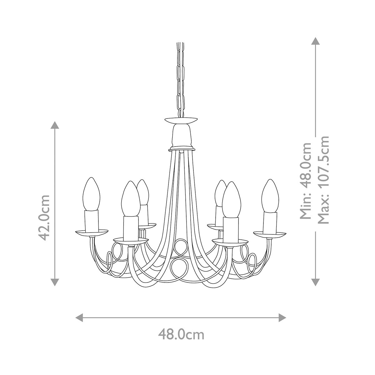 Elegant Minster 6-Light Black and Gold Chandelier