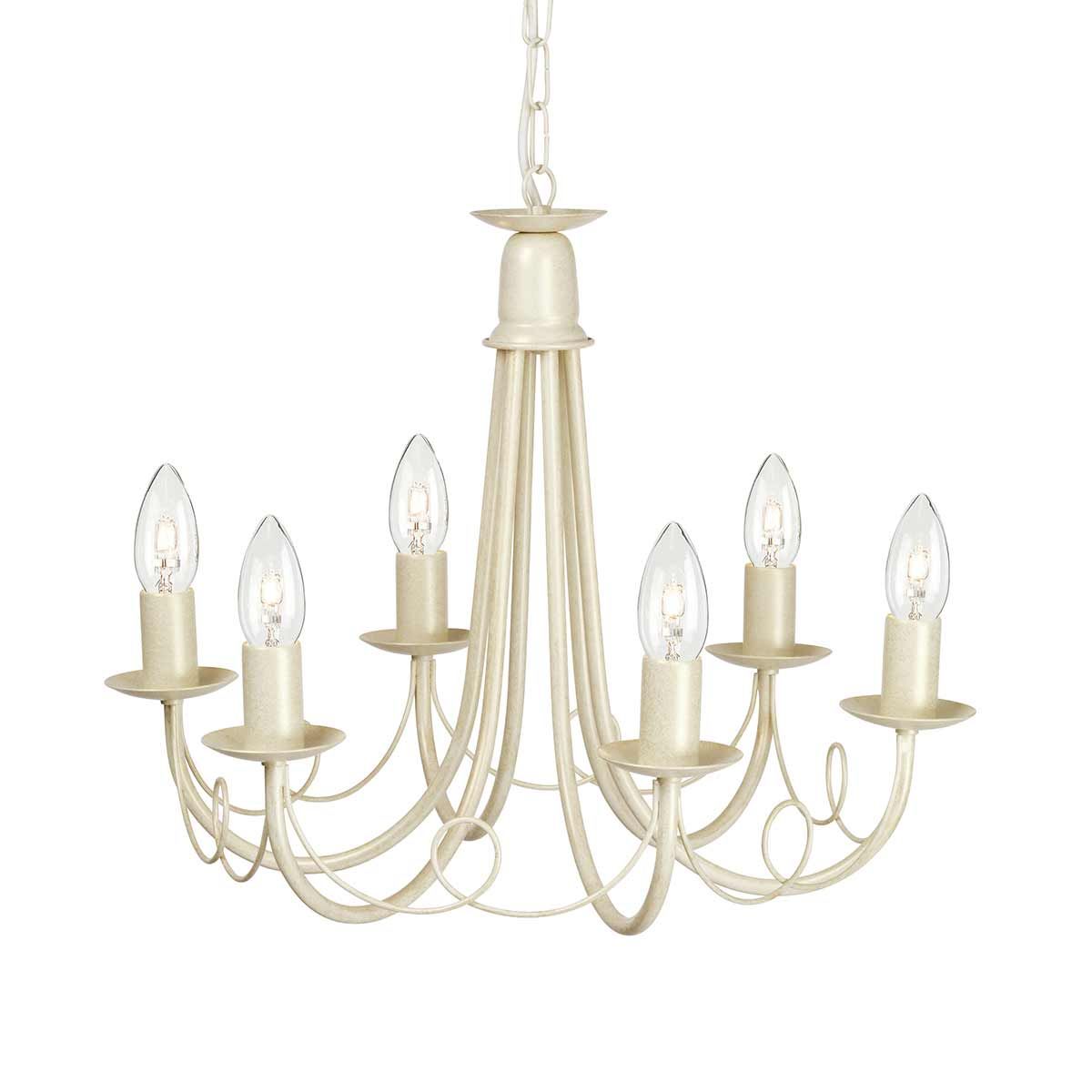 Elegant Ivory Gold Minster Chandelier with Hand Blown Glass