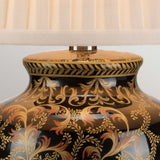 Elegant Gold and Black Porcelain Morris Table Lamp with Included Shade
