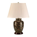 Elegant Gold and Black Porcelain Morris Table Lamp with Included Shade