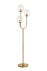 Gold and Clear Glass Triple Light Floor Lamp 162 cm