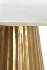 Round 100cm Dining Table in White Marble and Antique Bronze Finish