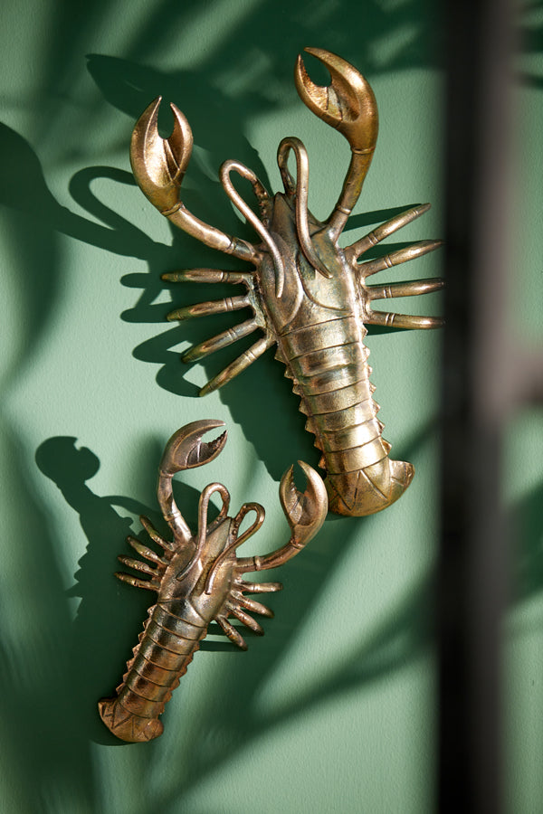 Ornamental Lobster Sculpture in Antique Bronze Finish - 50x32x15 cm