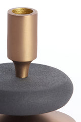 Elegant Brown-Bronze and Matte Black Candle Holder, 11x12 cm