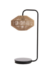 Decorative Black & Natural Wood Table Lamp - 26x60 cm Lyra Design