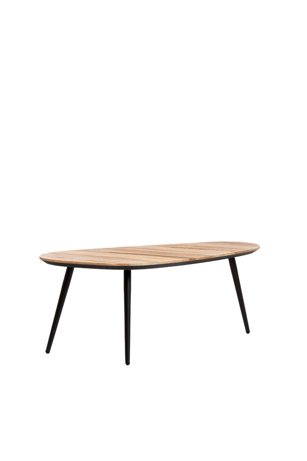 Set of 2 Rustic Coffee Tables - Natural Viejo Wood & Black Finish, Sizes 84x39x34cm & 84x39x39cm