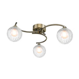 Nakita 3 Light Semi Flush Antique Brass With Clear/Opal Glass