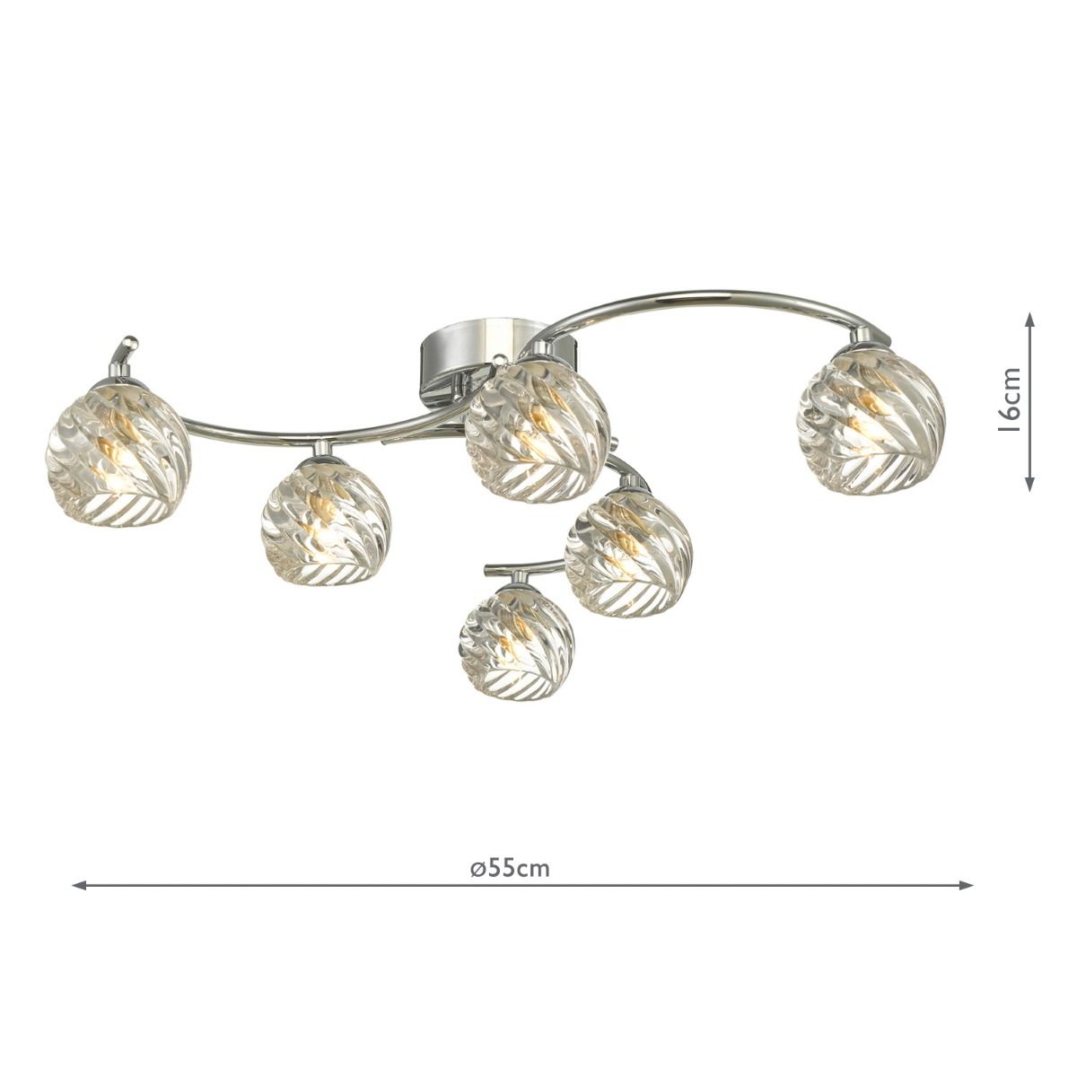 Nakita 6lt Semi Flush Polished Chrome With Twisted Open Glass