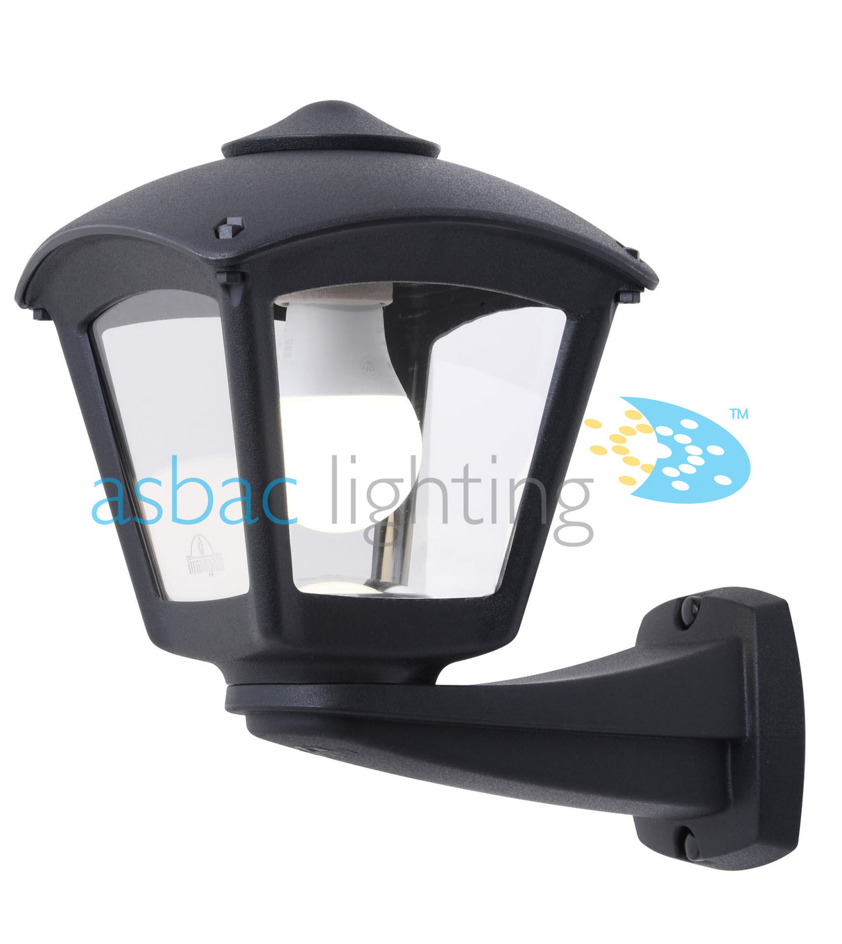 Roby Nardo E27 (No Lamp), Modern Wall Lantern, Black/Clear