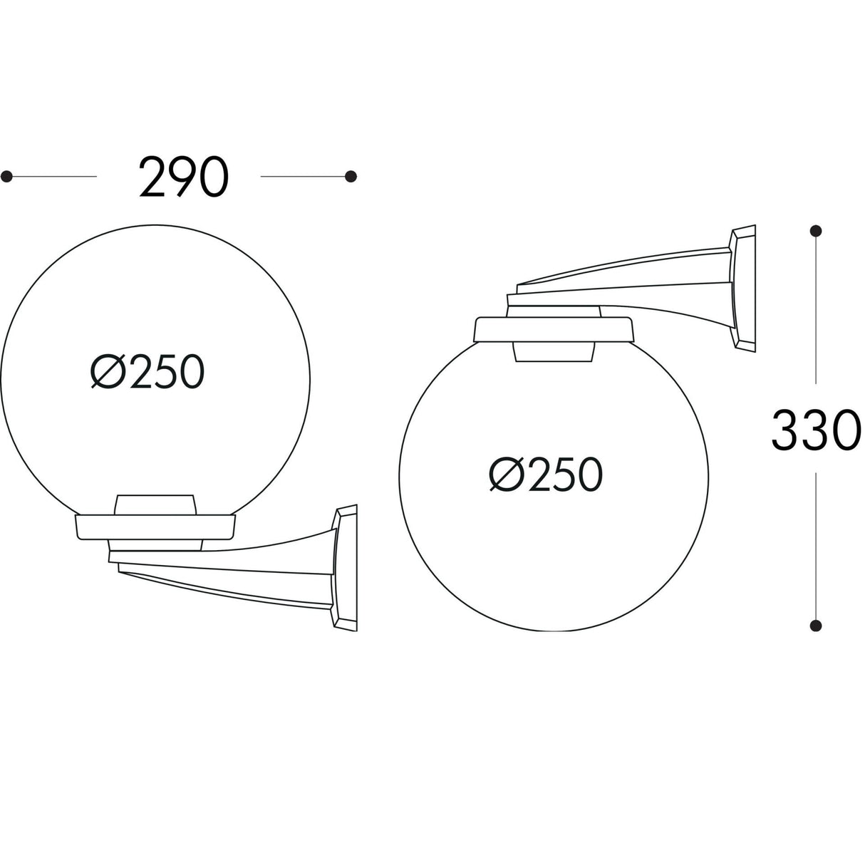 Globe 250 Modern Nardo E27 (No Lamp), Wall Globe, Black/Opal