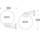 Globe 250 Modern Nardo E27 (No Lamp), Wall Globe, Black/Opal