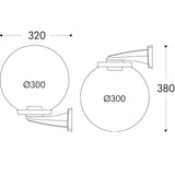 Globe 300 Modern Nardo E27 (No Lamp), Wall Globe, Black/Opal