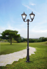 Tobia Nebo Ofir 2L E27 (No Lamp) Assembled, Classic Post Lantern, Black/Clear