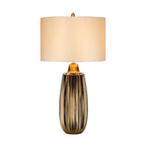 Elegant Newham Bronze Ceramic Table Lamp with Pearl Satin Shade