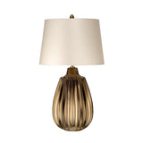 Elegant Bronze Ceramic Table Lamp with Pearl Satin Shade