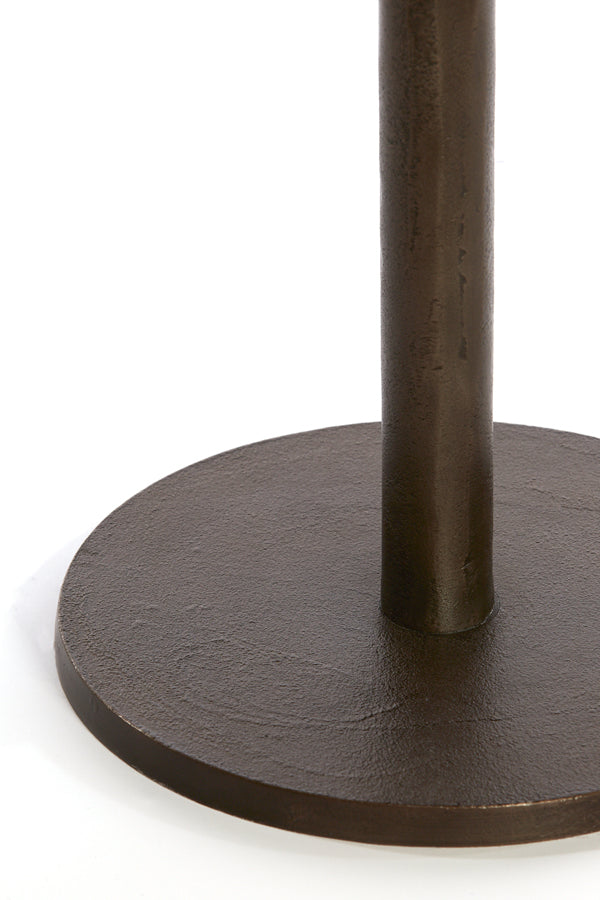 Elegant Dark Brown Marble Side Table - Ø48x53 cm