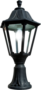 Noemi Lot 15W E27 HighPower LED CCT, Classic Pedestal Lantern, Black/Clear